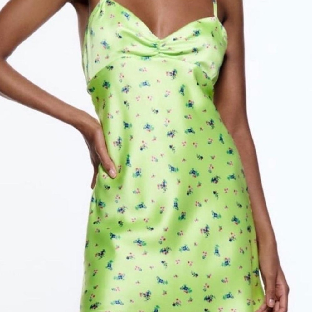 Zara Green Floral Mini Dress
